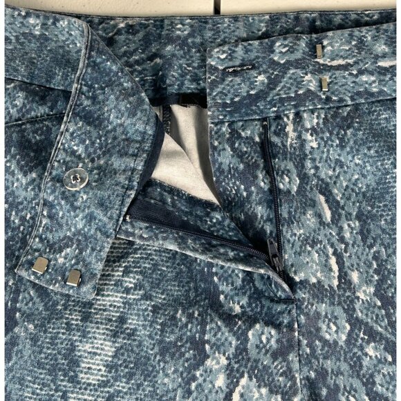 Zac & Rachel Snake Print Stretch Capris Pants Women 16 Blue Straight Leg Casual - Picture 3 of 7